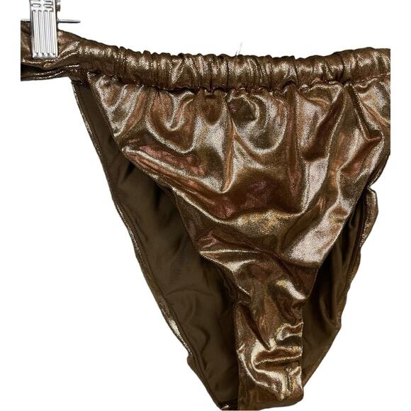 Good American Foil Ruched Bikini Bottom in Mocha Foil Size 5 (2XL) NWT‎ - Picture 4 of 9
